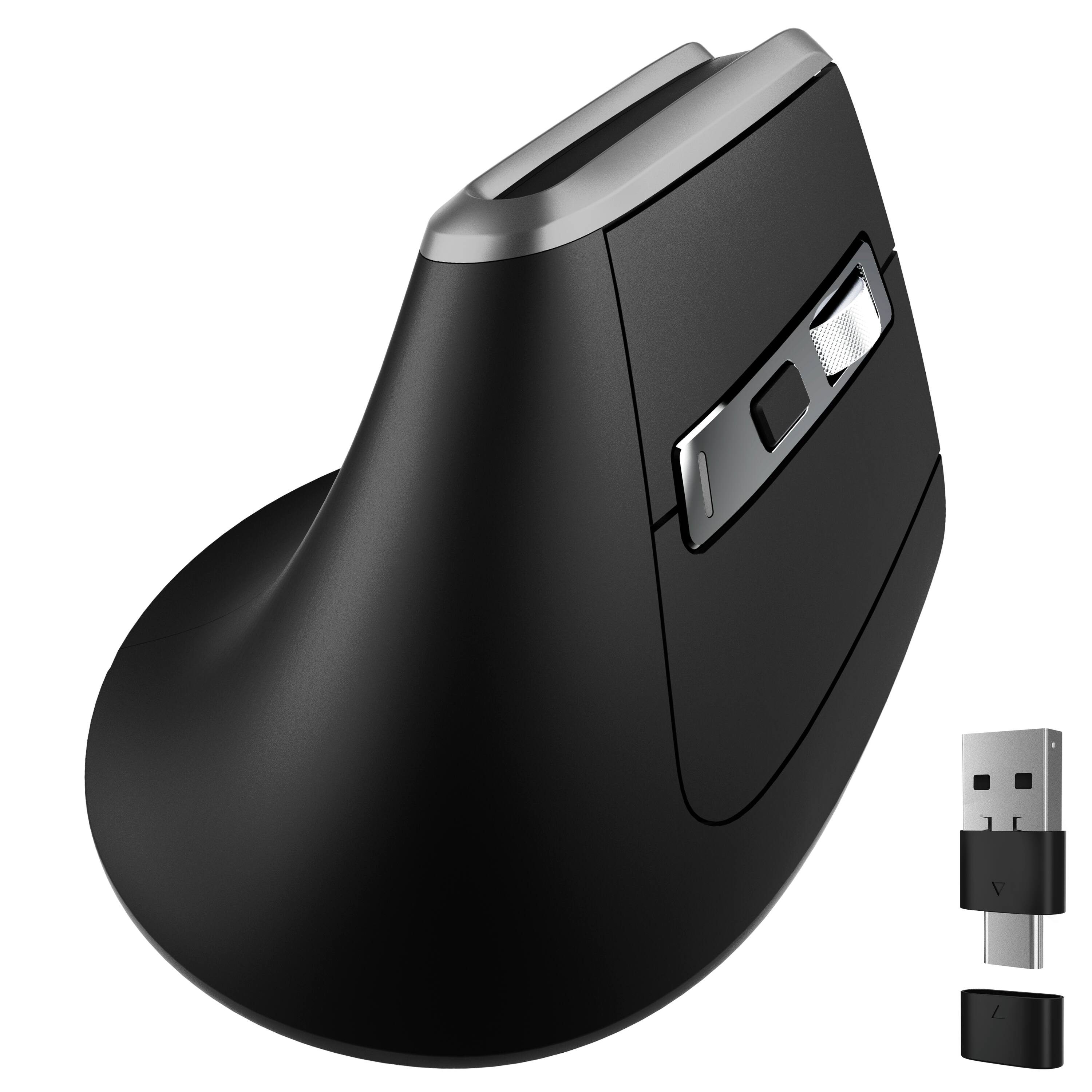 Delton - S20 Ergonomic Vertical Wireless Mouse, Bluetooth & 2.4GHz (DMS20-WB) - Wireless - Black