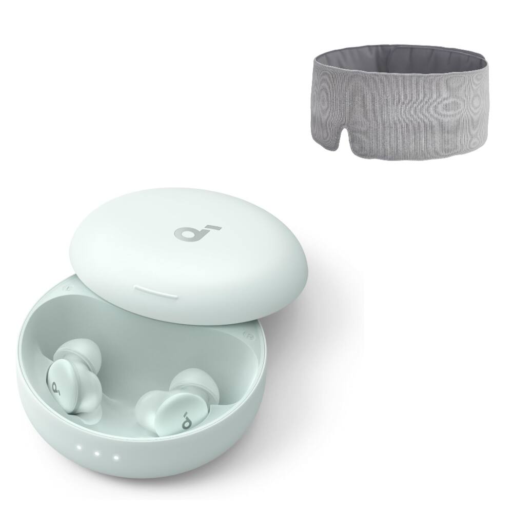 Front. Soundcore - Soundcore - by Anker Sleep A30 Smart ANC Sleep Earbuds with Breescape Cooling Eye Mask - Mist Green Set - Mist Green.