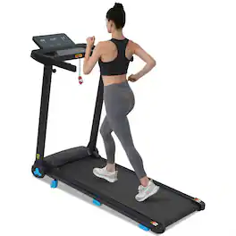 HTUTWOO - Treadmill with Incline - 3.0HP Foldable Treadmills for Home, 10.0MPH, 300 LBS, Heart Rate,Type C & USB Charge,Bluetooth - Black