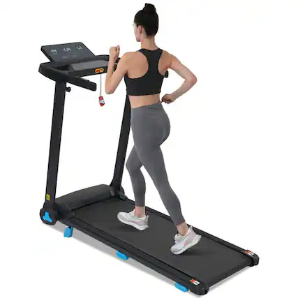 Front. HTUTWOO - Treadmill with Incline - 3.0HP Foldable Treadmills for Home, 10.0MPH, 300 LBS, Heart Rate,Type C & USB Charge,Bluetooth - Black.