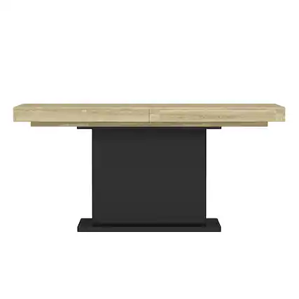 Front. FUFU&GAGA - FUFU&GAGA Expandable Conference Table - Office Meeting, Team Collaboration & Flexible Work Desk - Black & Wooden.