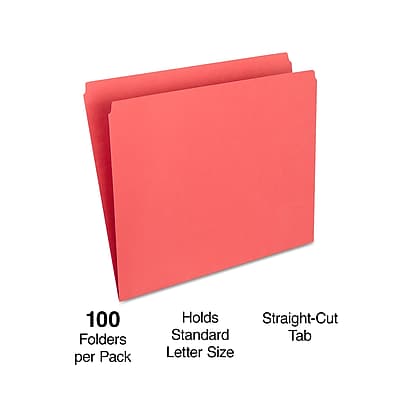 100 Folders per Pack  
Holds Standard Letter Size  
Straight-Cut Tab