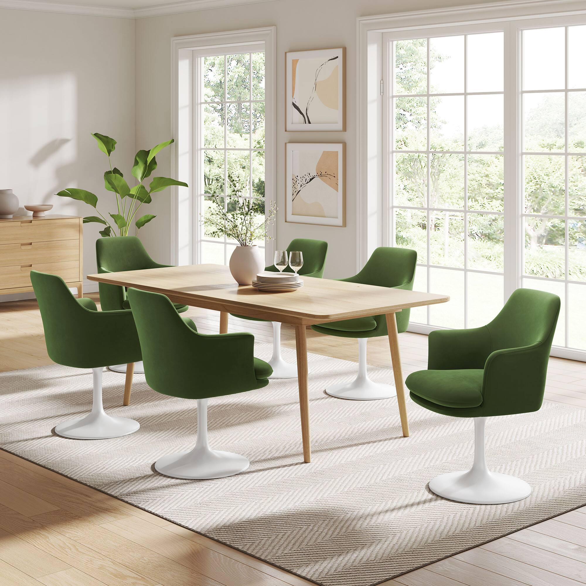 Alt View 1. Modway - Lippa Swivel Dining Armchair by Modway - White Moss Green.