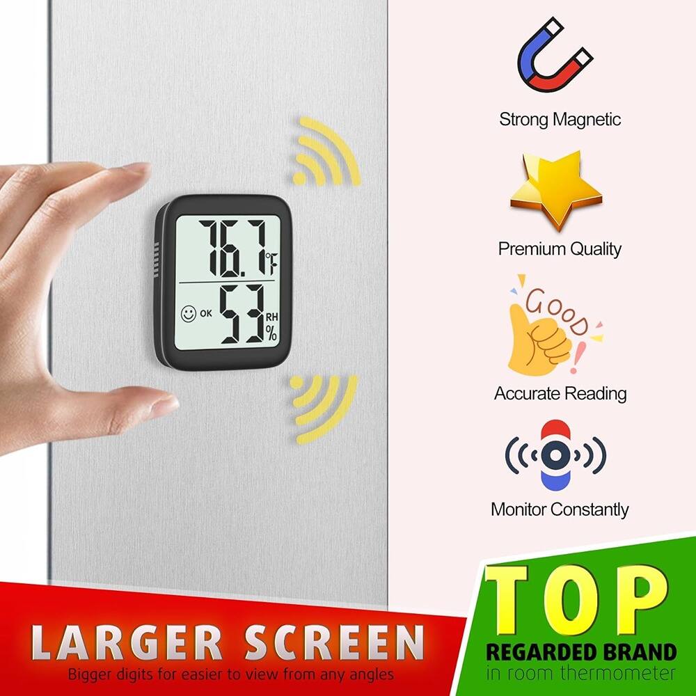 - Strong Magnetic
- Premium Quality
- Accurate Reading
- Monitor Constantly
- Larger Screen
  - Bigger digits for easier to view from any angles
- Top
  - Regarded Brand
  - In room thermometer