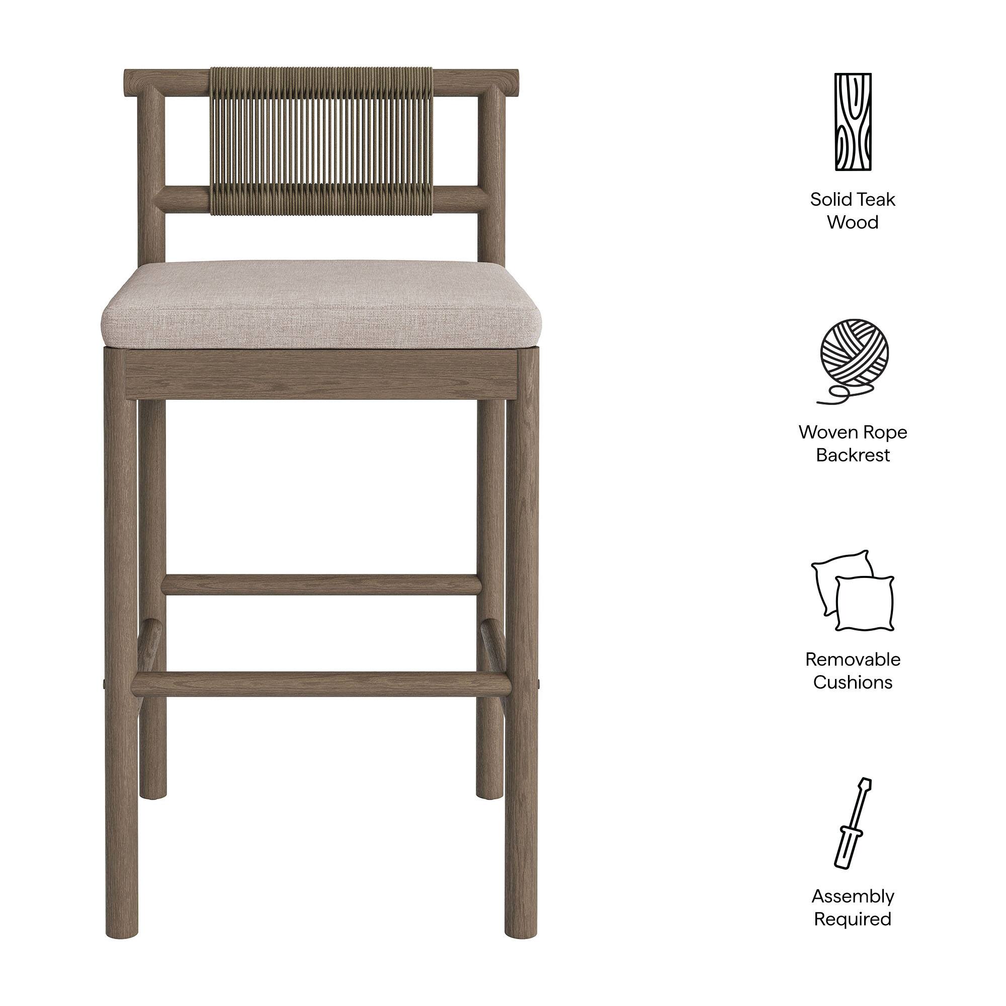 Eleni Outdoor Teak Wood Bar Stools Set of 2 by Modway Weathered Gray ...