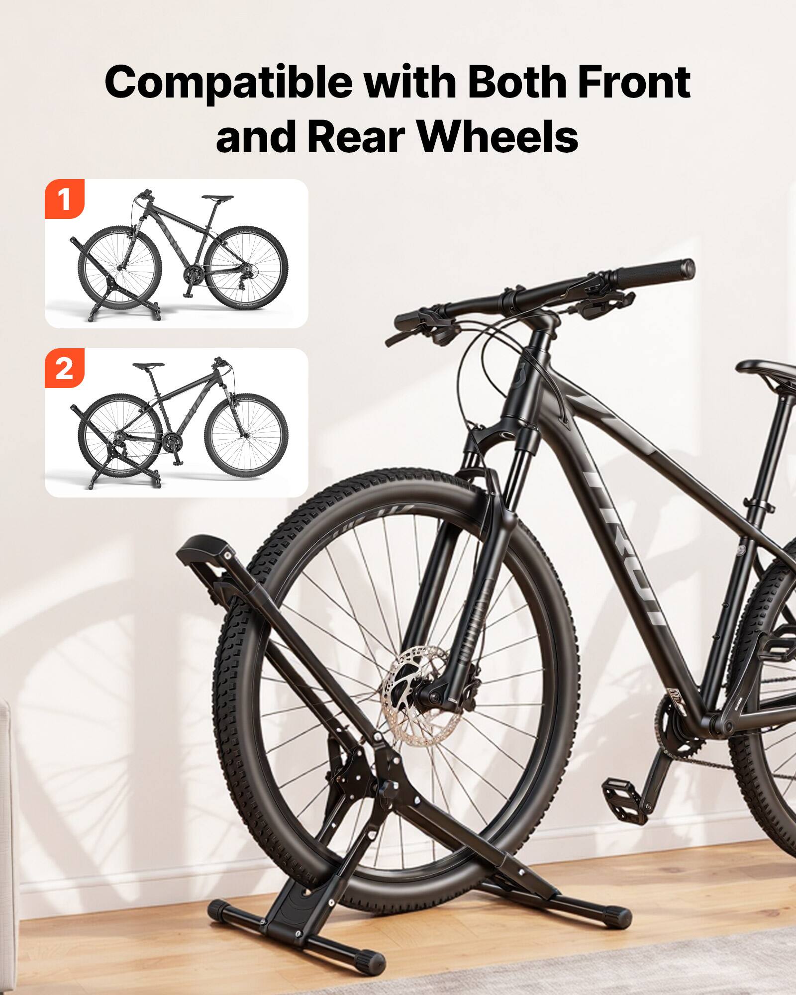 Compatible with Both Front and Rear Wheels

1

2