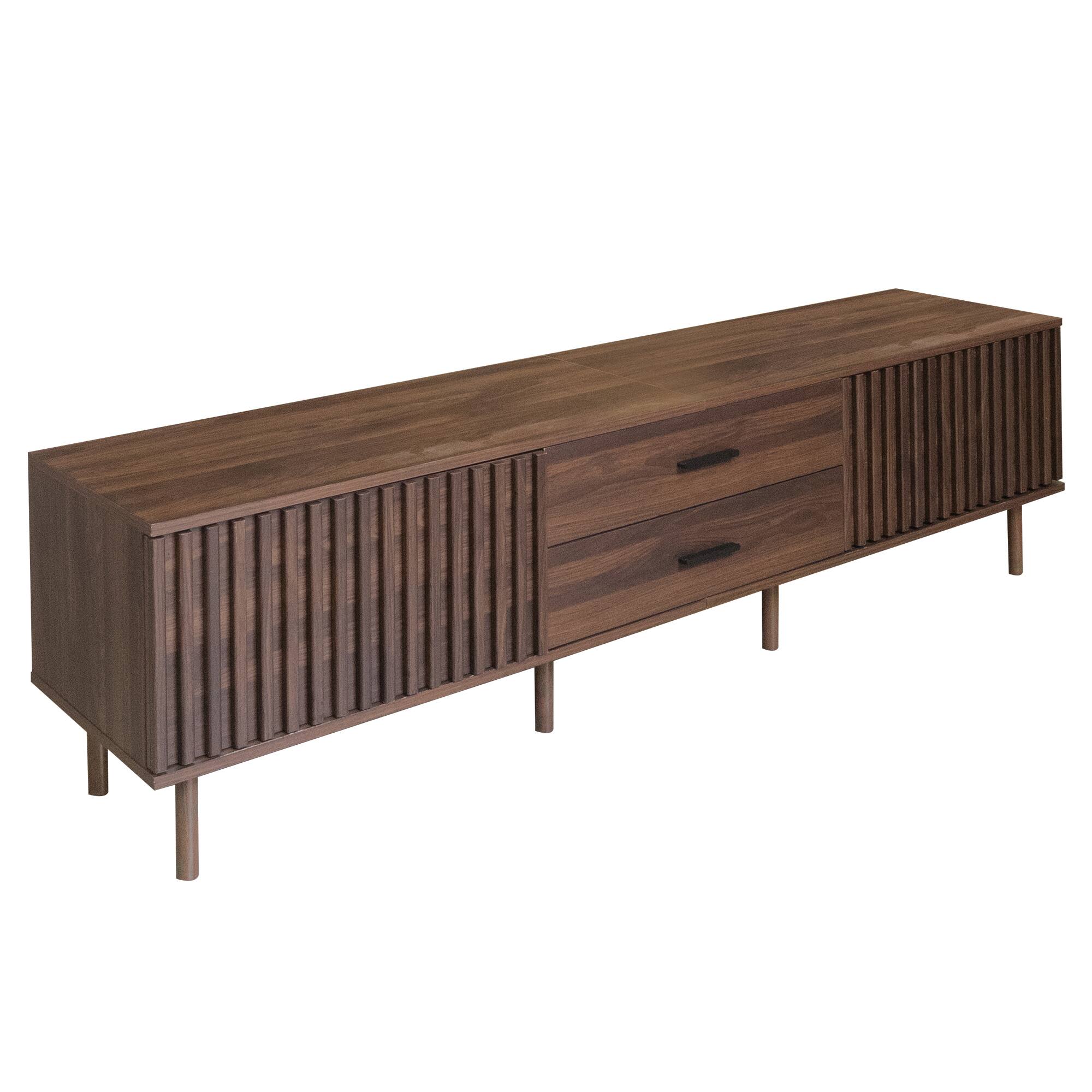 Alt View 5. MERAVOM - Modern TV Stand for TVs up to 80", Entertainment Center with Storage Cabinets, 2 Drawers, Media Console for Living Room - Walnut.