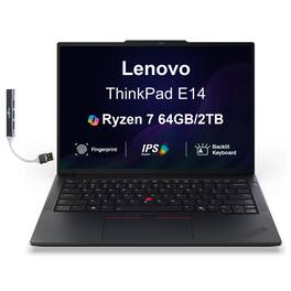 Lenovo - Upgraded - ThinkPad E14 Laptop 14.0 WUXGA (AMD Ryzen 7 250, 64GB DDR5, 2TB PCIe SSD, Win 11 Pro) w/USB Hub - Eclipse Black