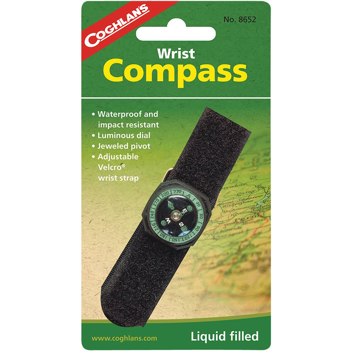 Coghlan’s - Coghlan's Wrist Compass w/ Strap, Waterproof & Impact Resistant Survival Camping - Black