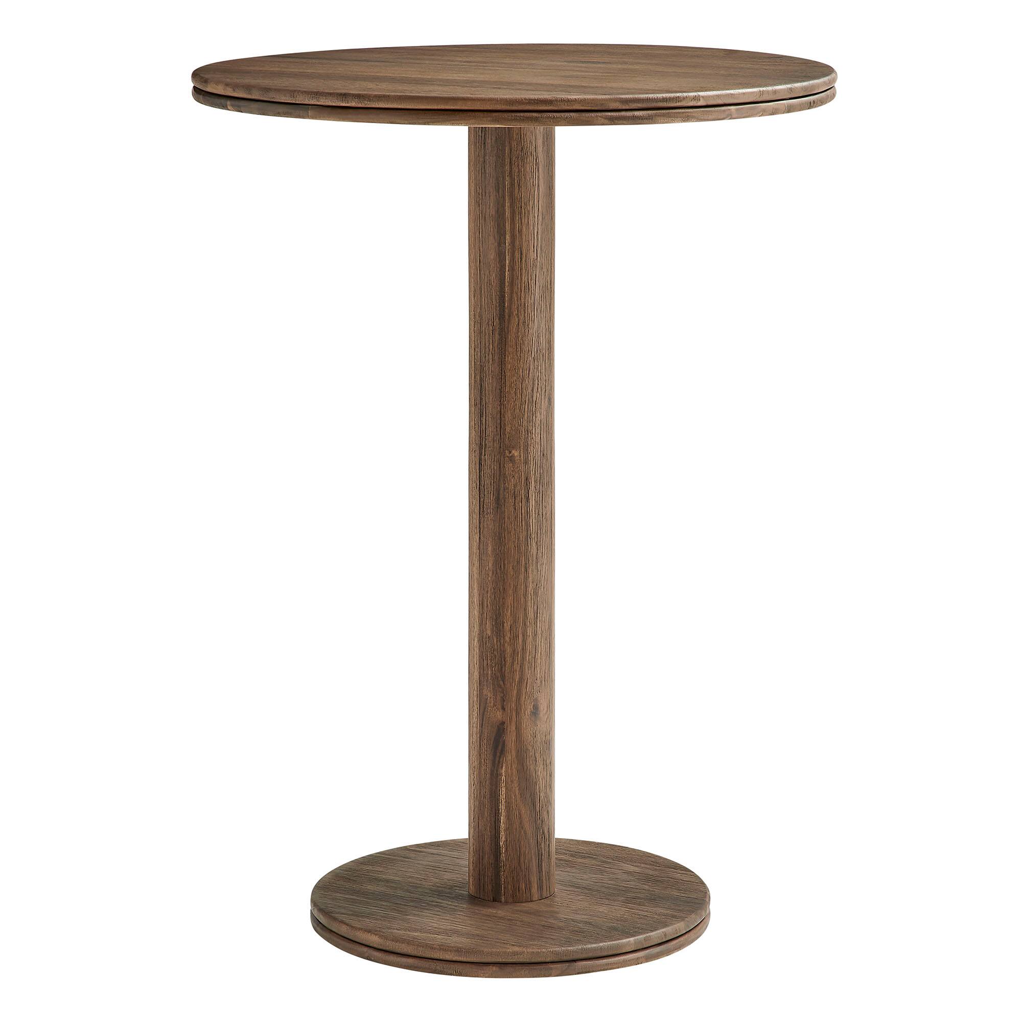 Alt View 8. Modway - Neo 3-Piece Round Indoor - Outdoor Patio Wood Bar Table And Stool Set by Modway - Cocoa Brown.