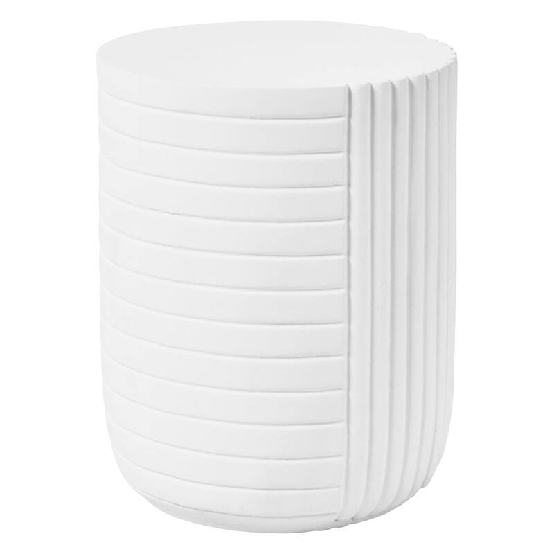 Alt View 5. LeisureMod - Trove 14" Textured Round Side Table, Modern Fiberstone Weather Resistant Indoor/Outdoor End Table - No Assembly - White.