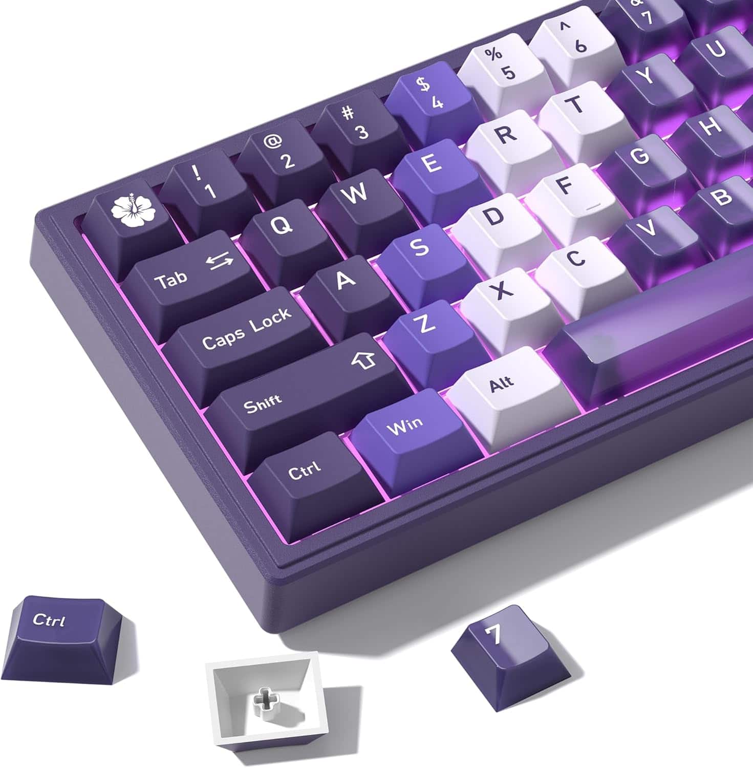 Womier - PBT Keycaps,Cherry Profile Custom Key caps Set, for 60% 65% 75% TKL 100% Cherry Gateron MX Mechanical Keyboard - Purple
