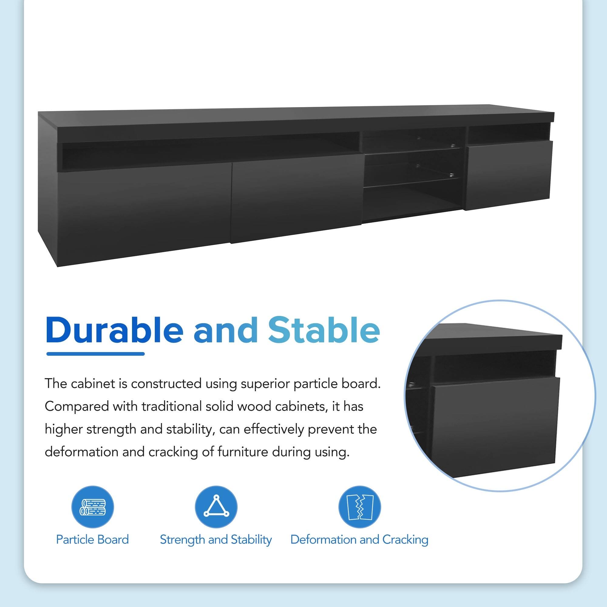Durable and Stable
The cabinet is constructed using superior particle board. Compared with traditional solid wood cabinets, it has higher strength and stability, can effectively prevent the deformation and cracking of furniture during using.
- Particle Board
- Strength and Stability
- Deformation and Cracking