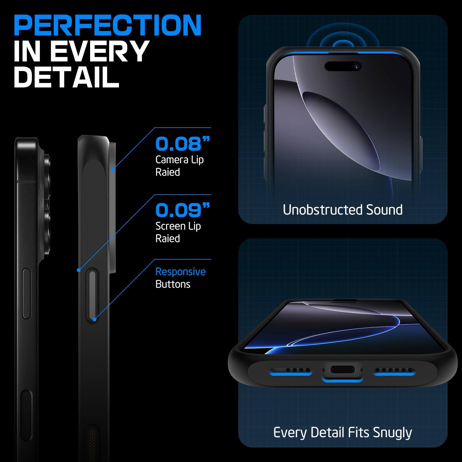 PERFECTION IN EVERY DETAIL

0.08" Camera Lip Raised  
0.09" Screen Lip Raised  
Unobstructed Sound  
Responsive Buttons  
Every Detail Fits Snugly