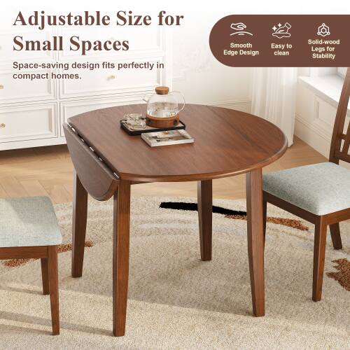 Adjustable Size for Small Spaces  
Space-saving design fits perfectly in compact homes.  
Smooth Edge Design  
Easy to clean  
Solid-wood Legs for Stability