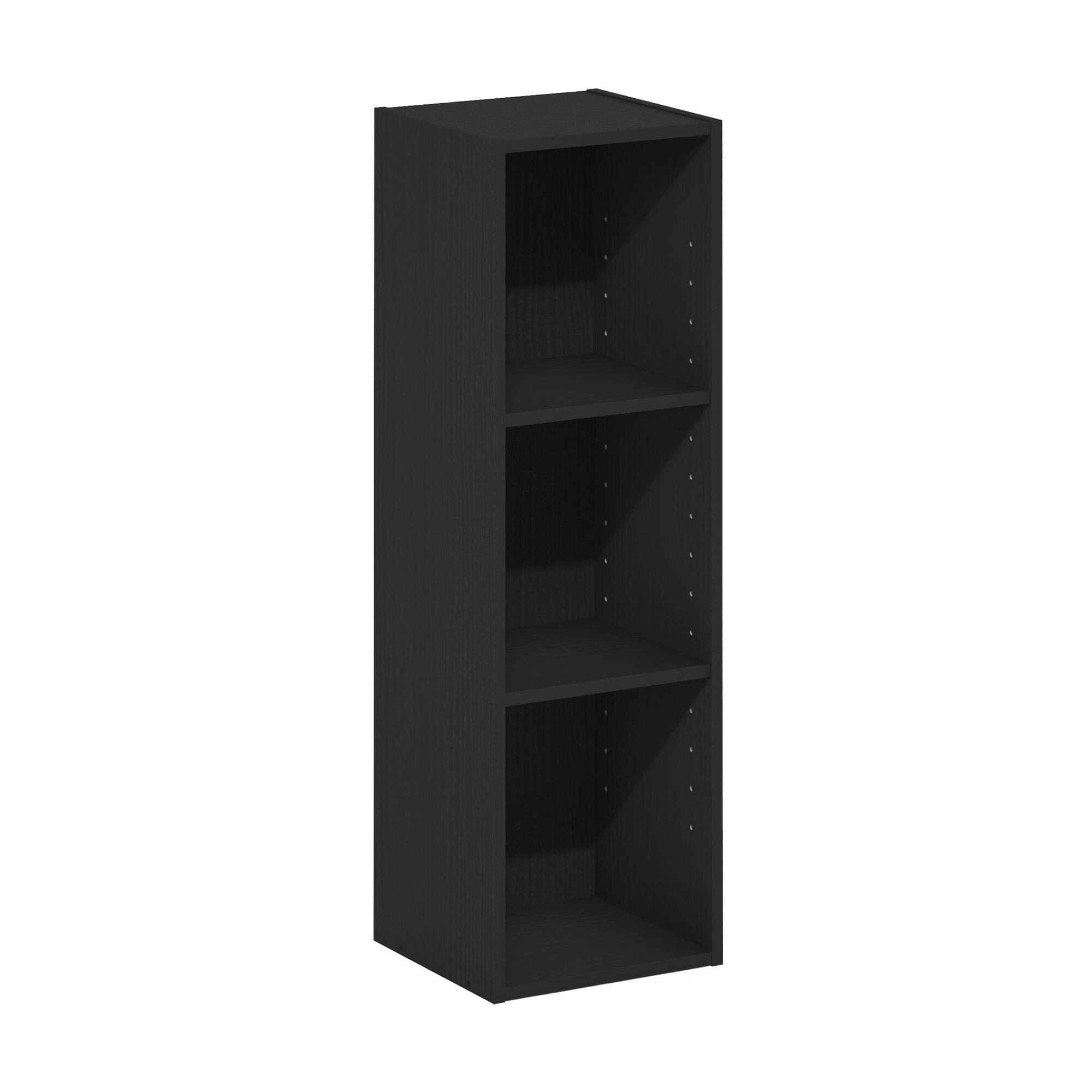 Alt View 5. Furinno - FULDA Book Shelf, 3-Tier Narrow Storage Cabinet, Bookcase with 10-In Width Storage Shelf, 9.3 x 9.8 x 31.5 - Blackwood.
