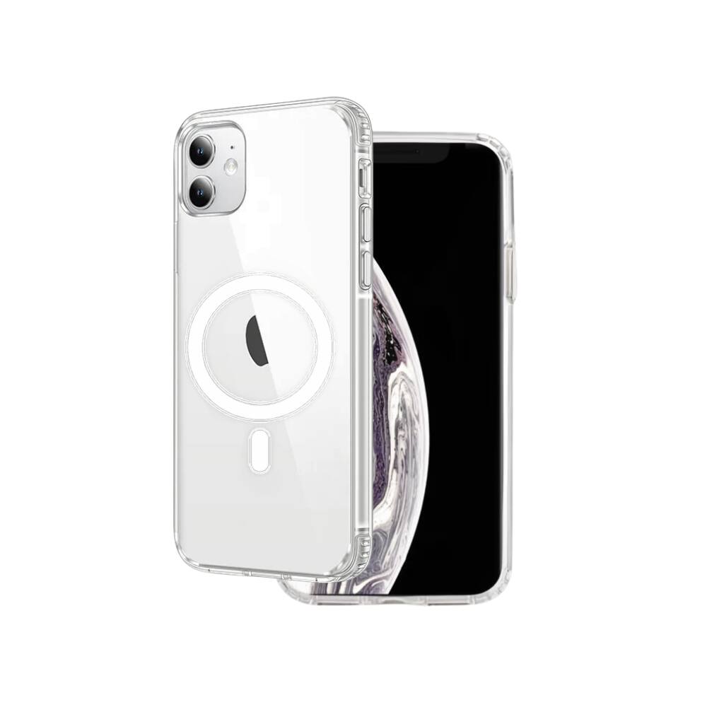 Alt View 4. Qixxronics - Magnetic Phone Cover for iPhone 12 Mini, Shockproof Magnetic Case Compatible with iPhone 12 Mini - Clear.