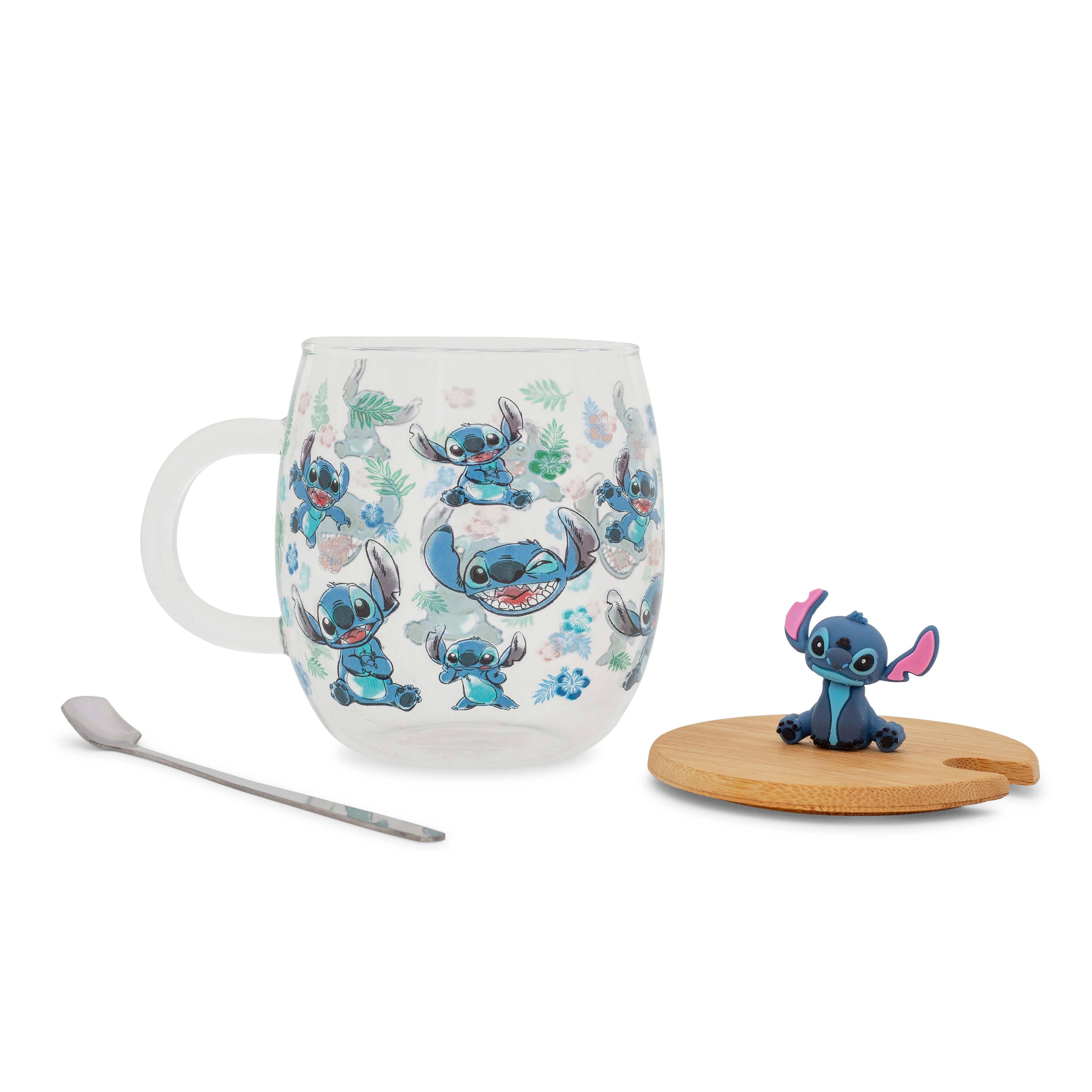 Alt View 2. Silver Buffalo - Disney Lilo & Stitch Expressions Glass Mug With Lid and Spoon | Holds 17 Ounces - Clear.