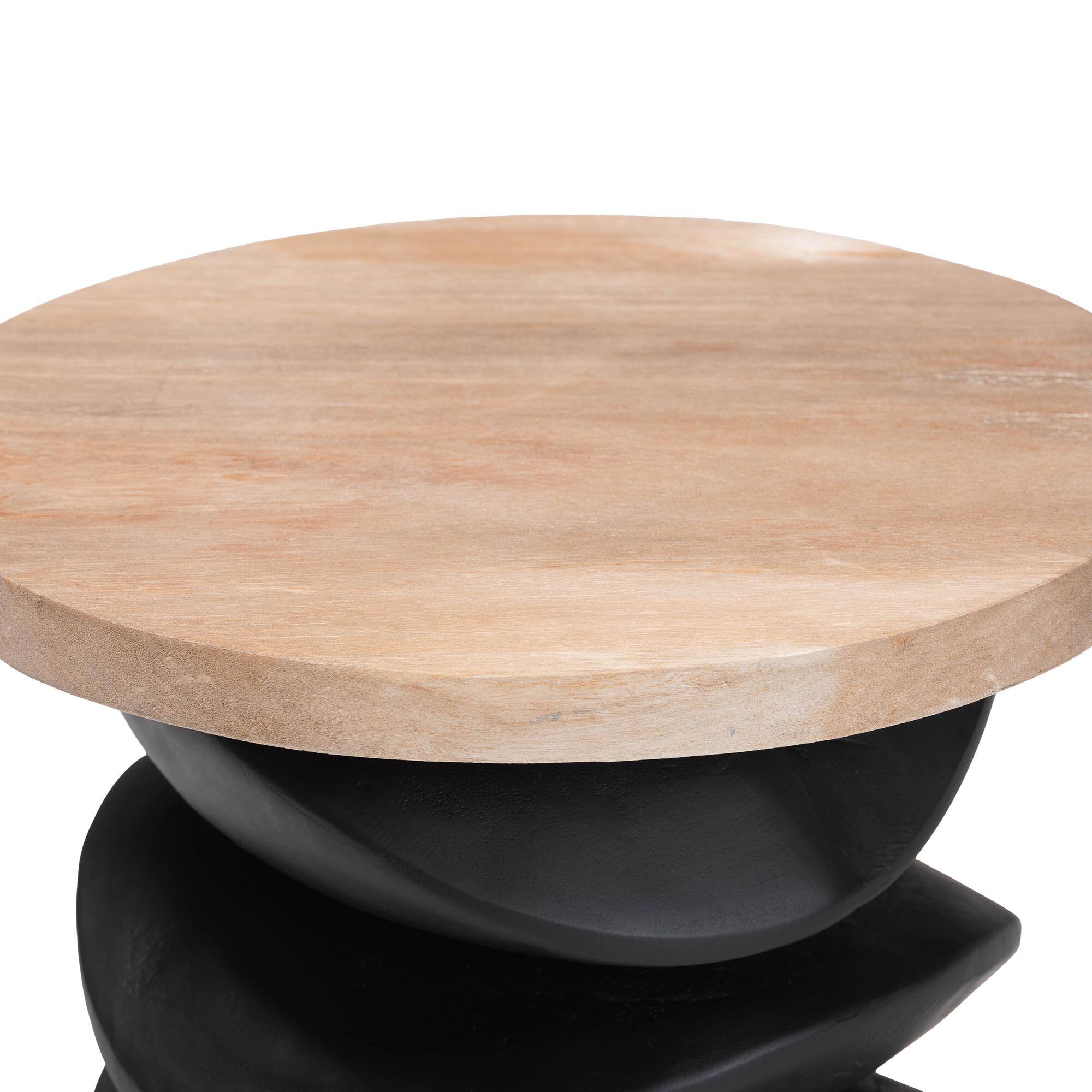 Left. bali & pari - Ziva End Table with Petrified Wood Top - Pedestal Accent Side Table for Living Room or Entryway - Natural Brown/Black.