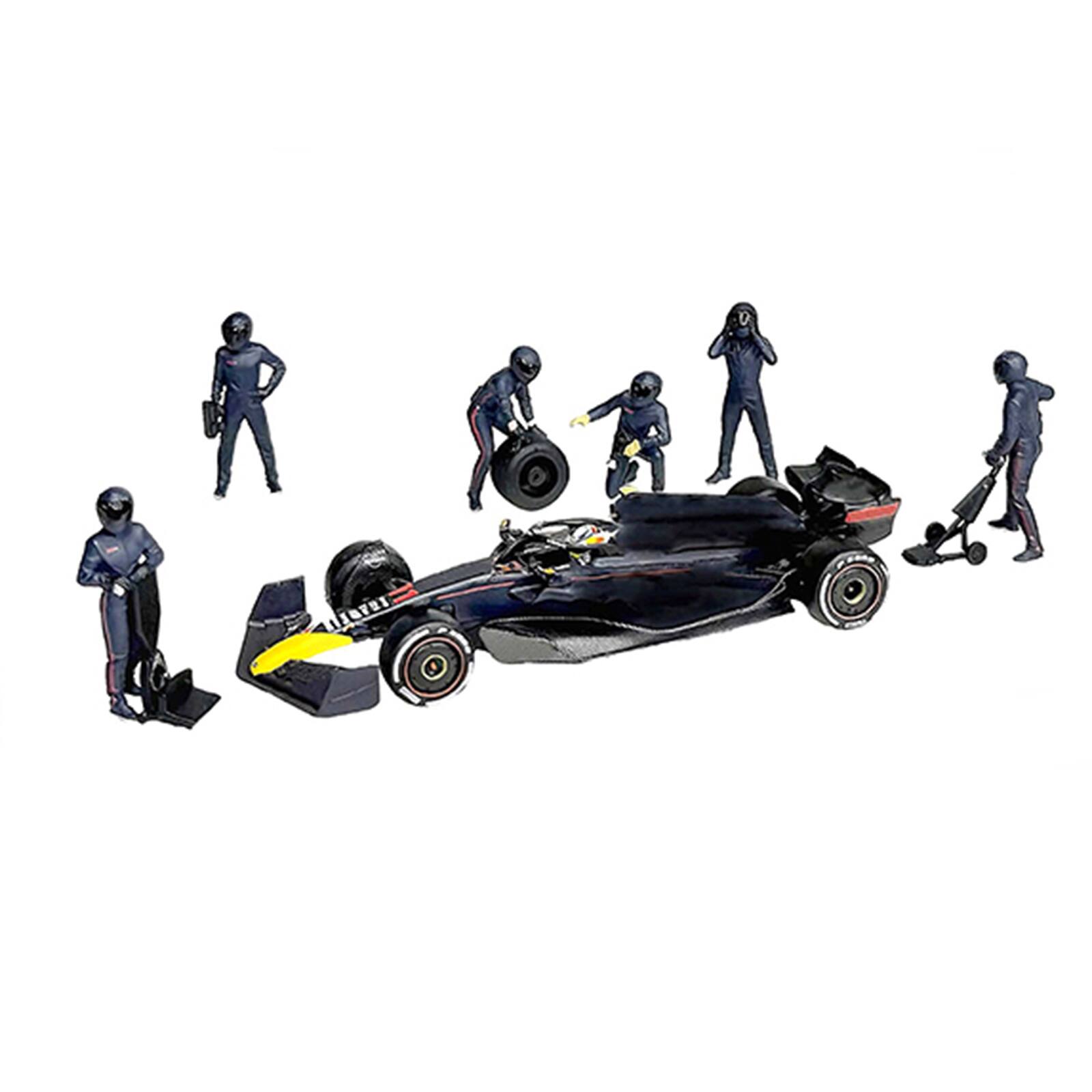 Alt View 4. American Diorama - "Formula Pit Crew – Team Blue" 6 piece Diecast Figure Set (6 Figures) Ltd Ed for 1/64 Scale Models by American Diorama.