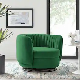 Embrace Tufted Performance Velvet Swivel Chair by Modway - Black Emerald