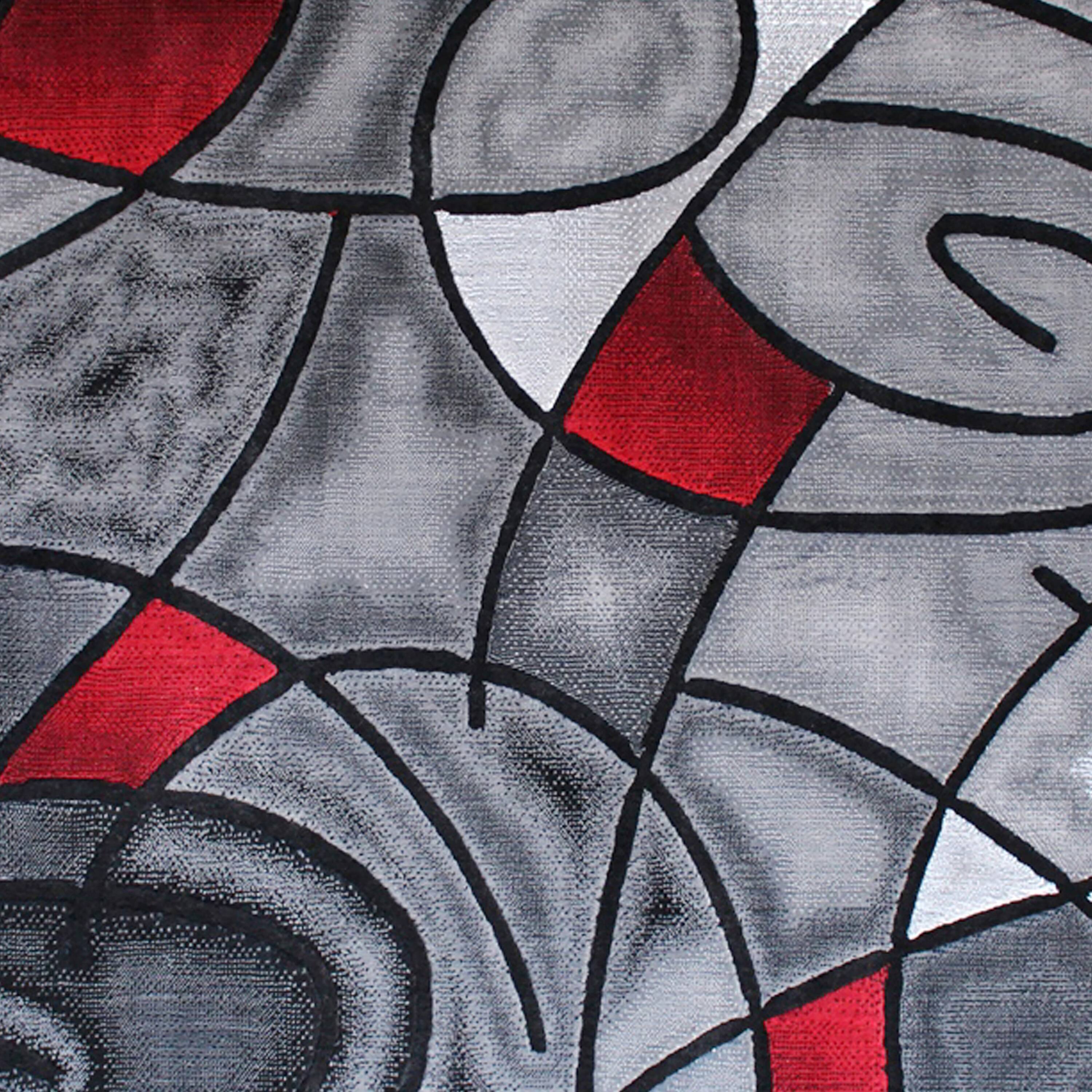 Alt View 6. Emma + Oliver - Urbane Contemporary Abstract Geometric Olefin Accent Rug in Gradient Shades with Natural Jute Backing - Red.