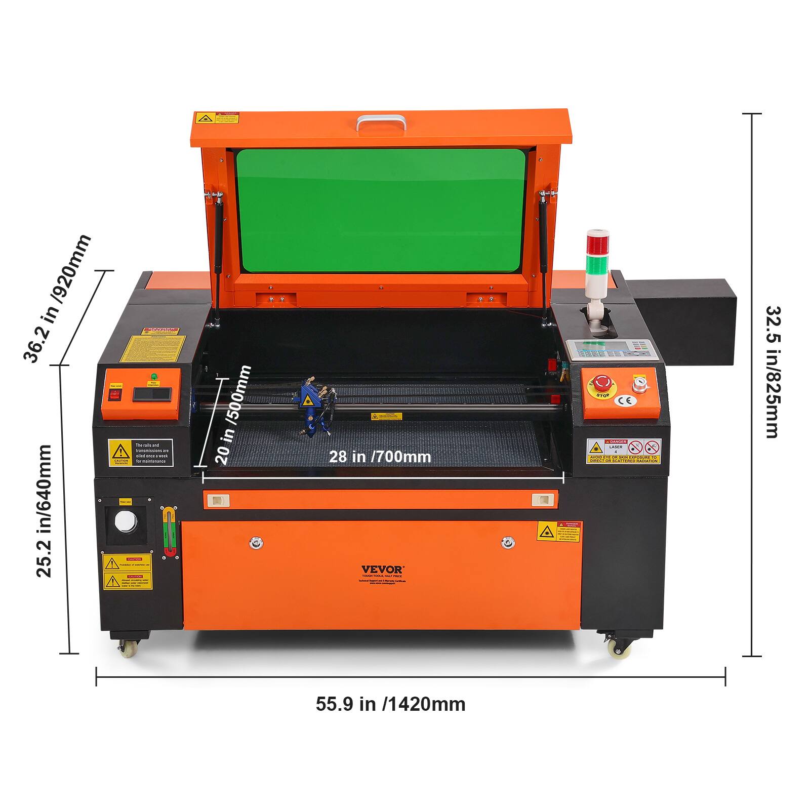 - 36.2 in / 920mm
- 25.2 in / 640mm
- 20 in / 500mm
- 28 in / 700mm
- 55.9 in / 1420mm
- 32.5 in / 825mm