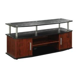 FurniFact - Cherry/Black TV Stand with Cabinets and Shelves for 55-Inch TVs - Multi