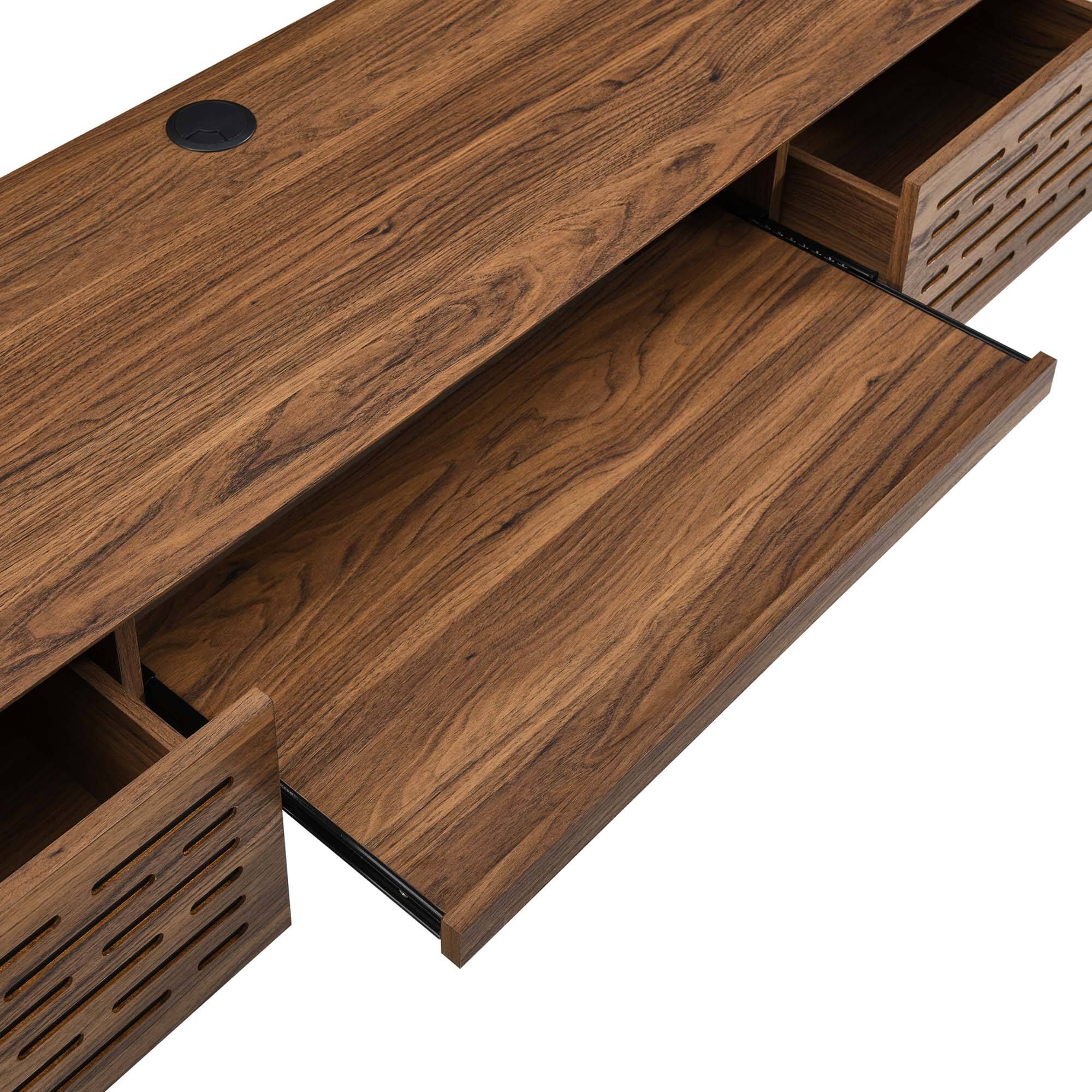 Alt View 5. Modway - Merit 60" Wall Mount Wood Office Desk by Modway - Walnut.
