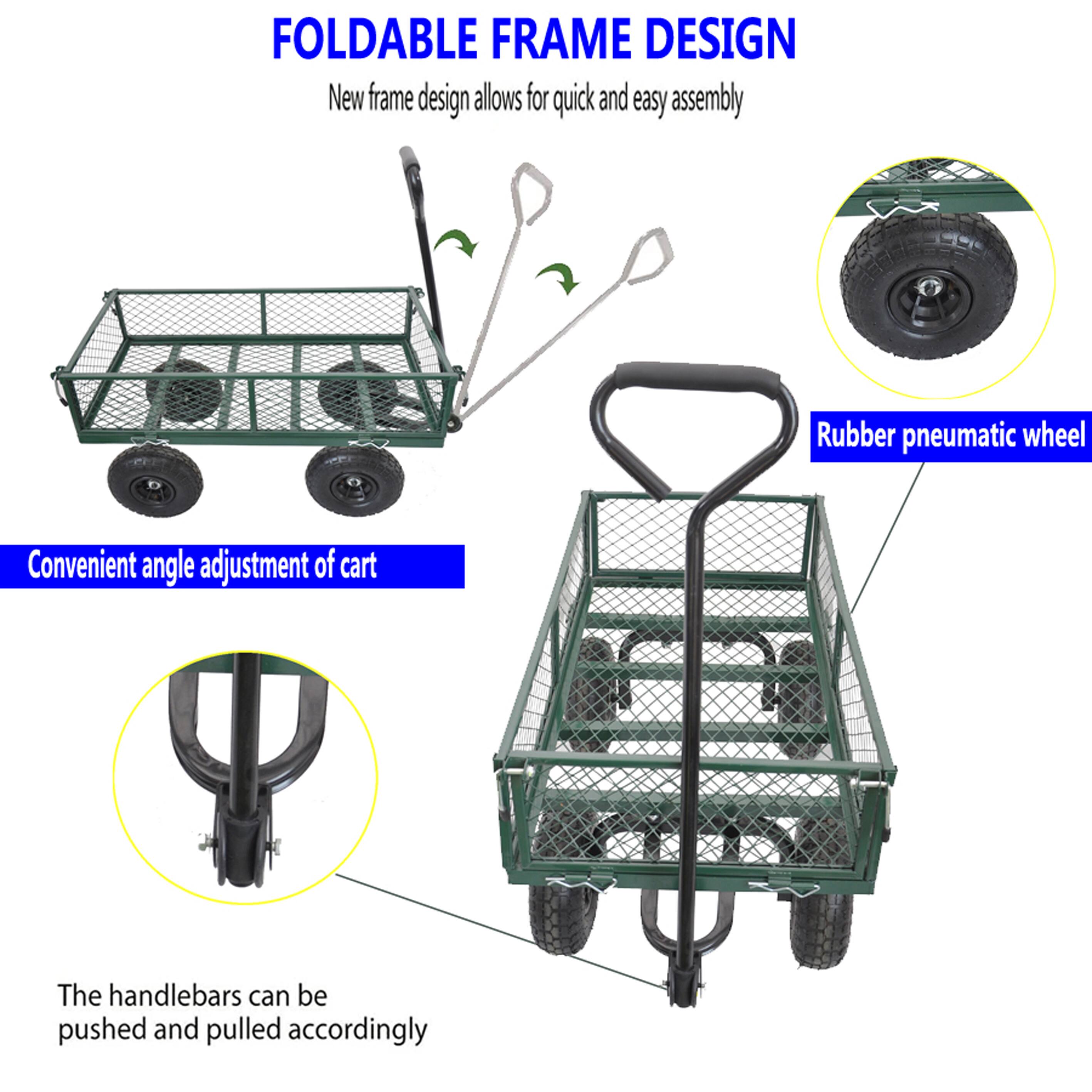 FOLDABLE FRAME DESIGN  
New frame design allows for quick and easy assembly  

Convenient angle adjustment of cart  

Rubber pneumatic wheel  

The handlebars can be pushed and pulled accordingly