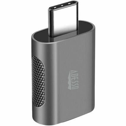 Front. Adesso - USB A to USB C Adapter - Black.
