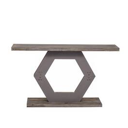 Boyel Living - Modern Hexagon Entryway Table with Hollow Hexagon Leg Structure and Wood Finish - Brown