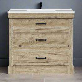 Teamson Home - Donovan 36" Single Bathroom Vanity with Two Drawers, Light Oak - Natural