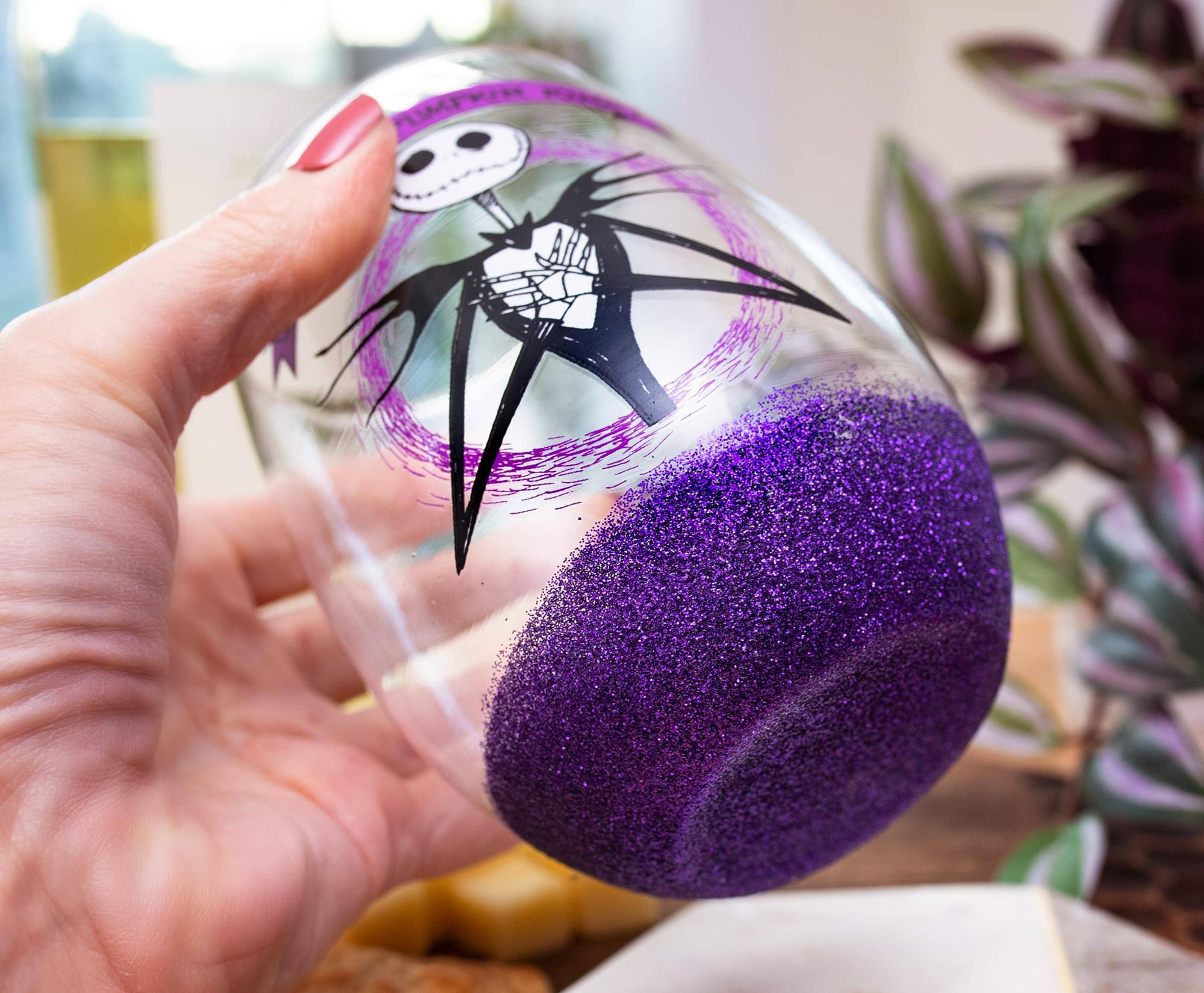 Alt View 10. Disney - Disney Nightmare Before Christmas "All Hail Pumpkin King" Stemless Wine Glass - Purple.