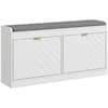 Front. Homcom - Shoe Bench, Entryway Bench with 2 Flip Drawers, Seating Cushion, and 2 Vents for 8 Pairs of Shoes for Hallway - White.