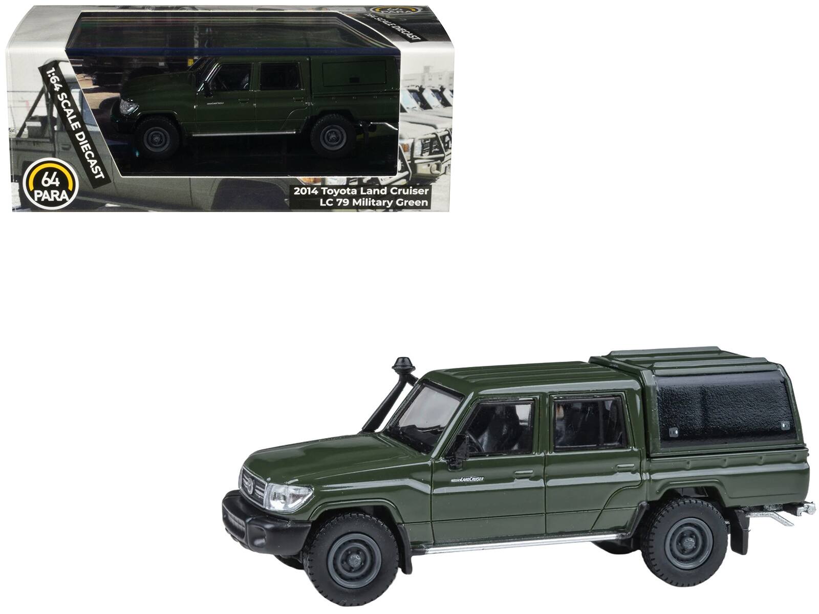 1:64 SCALE 64 DIECAST PARA DEOAT 2014 Toyota Land Cruiser LC 79 Military Green
