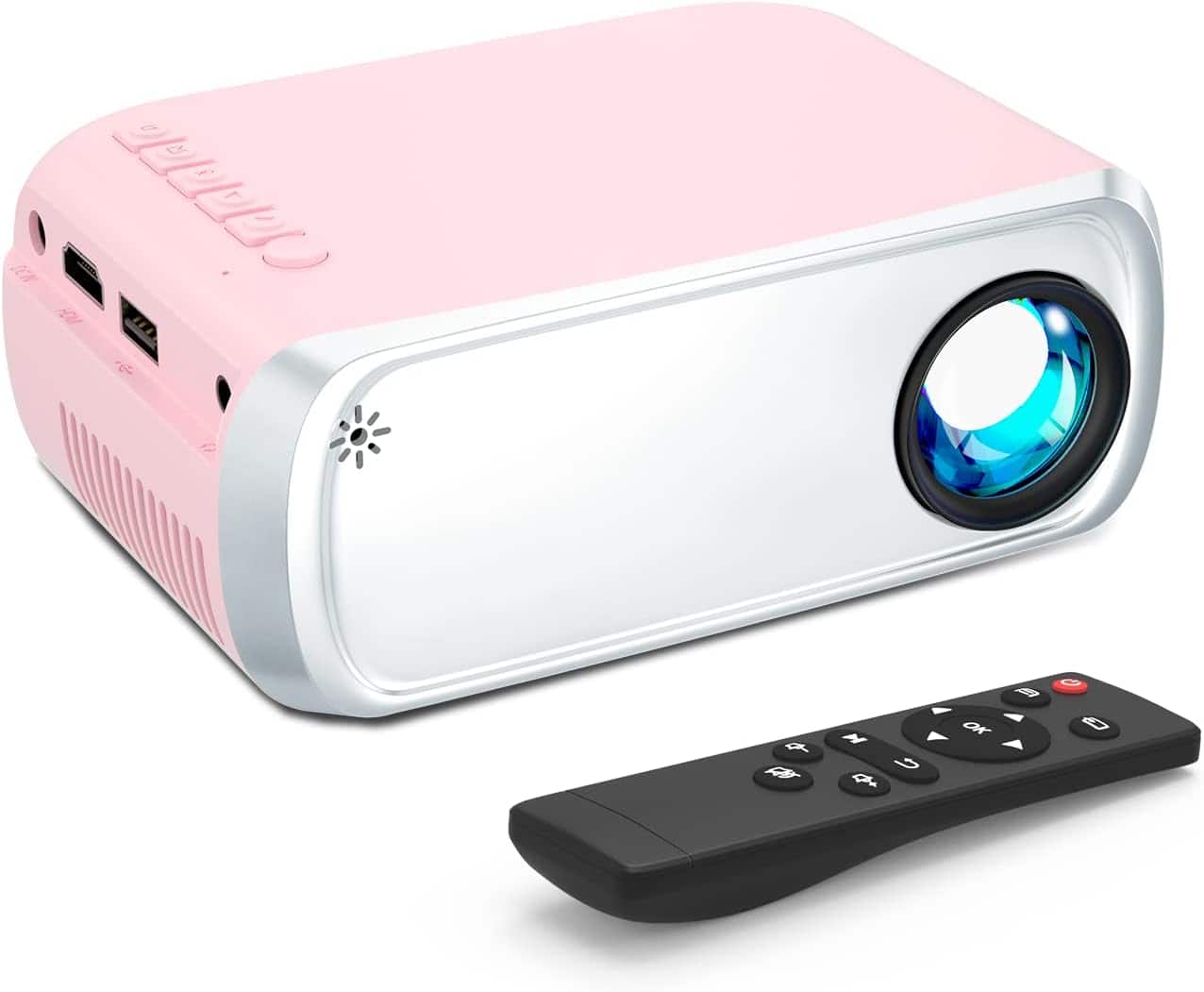 Luckbyte - Portable Smart Mini Projector with WiFi, 1080P Support, HDMI, USB, iOS/Android Screen Mirroring & Auto Keystone – - Pink