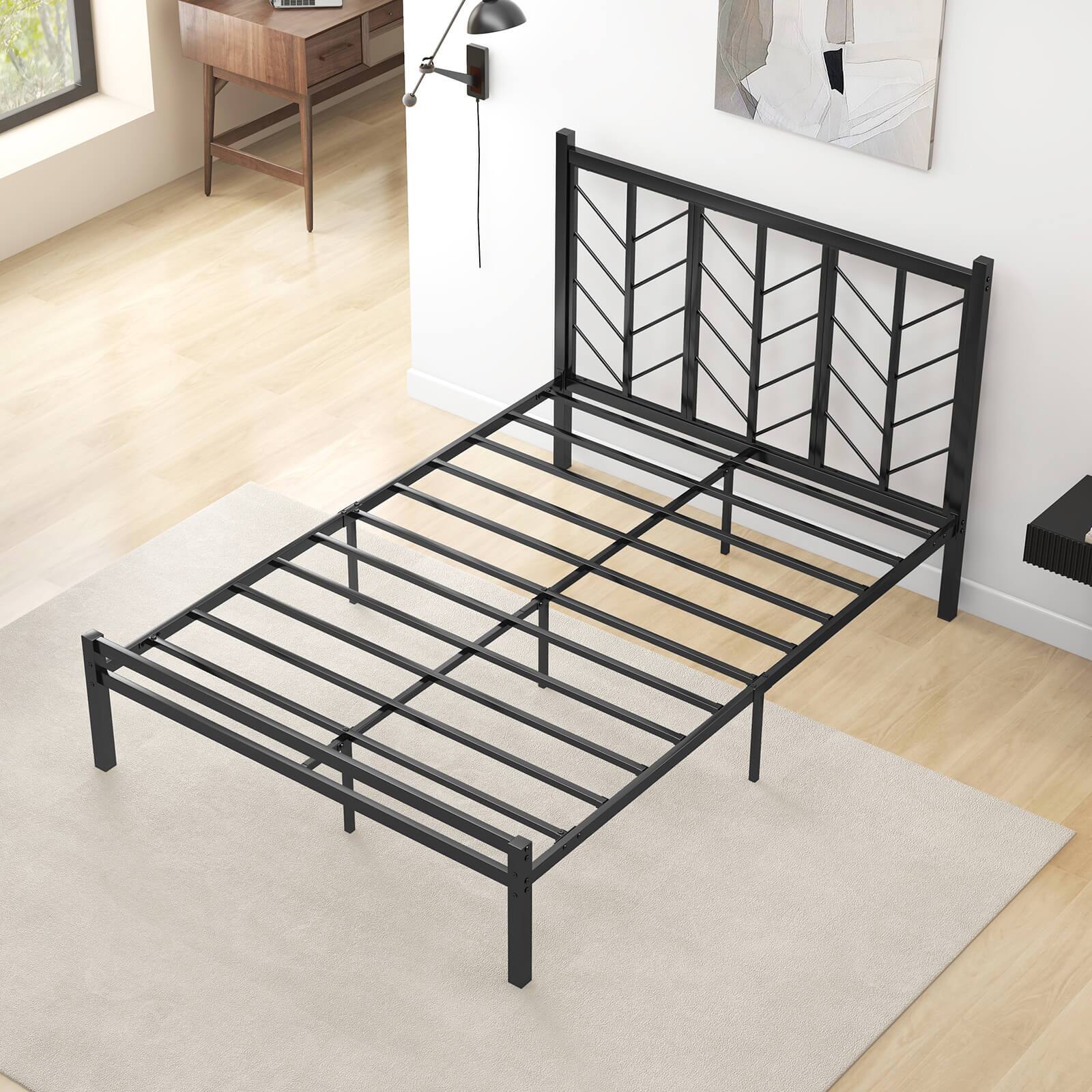 Alt View 5. Costway - Full Size Platform Bed with Headboard 11.5" Under Bed Storage Easy Assembly - Black.