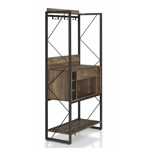 Back. SlickBlue - Oak and Black Iron Baker’s Rack for Wine and Kitchen Storage - Oak, Black.