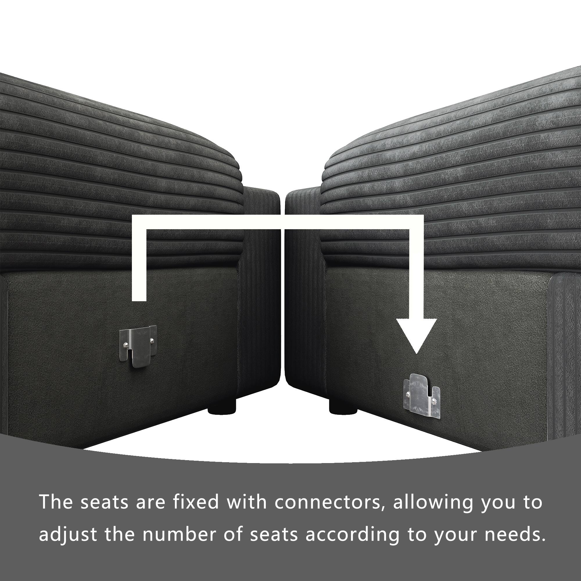 The seats are fixed with connectors, allowing you to adjust the number of seats according to your needs.