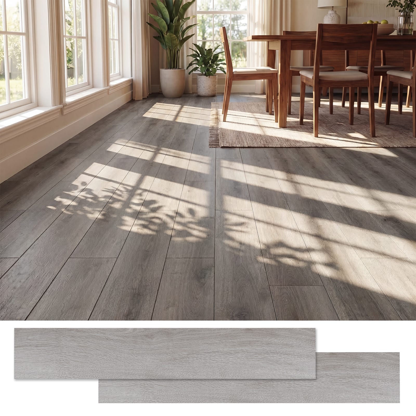 Front. Costway - Costway 48-Pack 72 Sq.Ft Floor Tile Vinyl Flooring, Waterproof Vinyl Plank Flooring - Gray.
