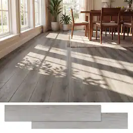 Costway - 48-Pack 72 Sq.Ft Floor Tile Vinyl Flooring, Waterproof Vinyl Plank Flooring - Gray
