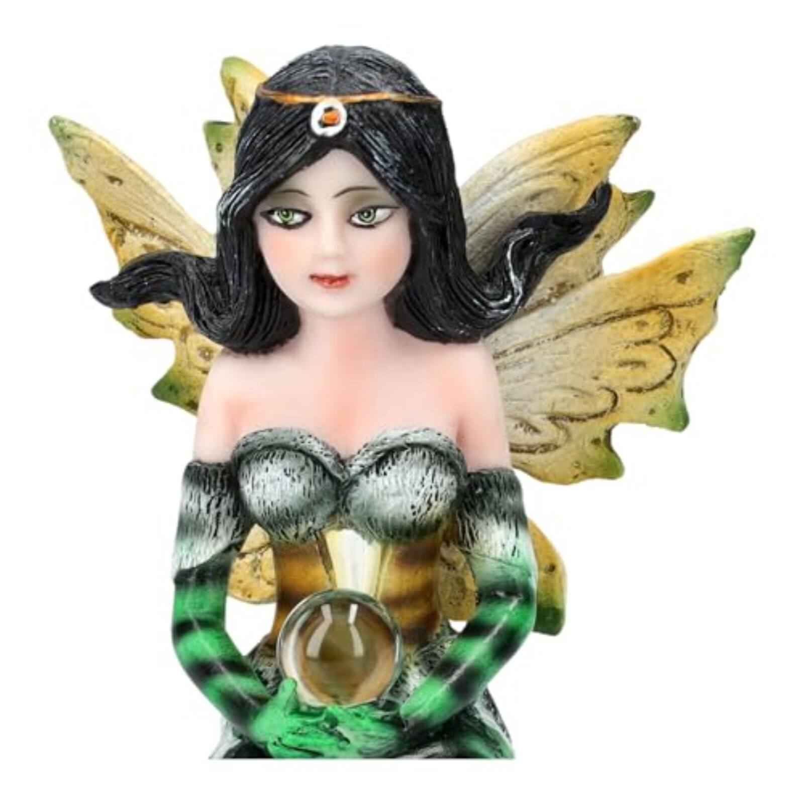 Left. Pacific Trading - 3 inch Green Crystal Fairy Figurine with Mystical Orb and Crystal Accents Small Fairy Statue.