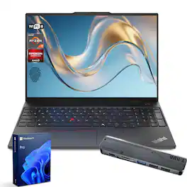 Lenovo - Upgraded - ThinkPad E16 16" FHD+ Laptop - AMD Ryzen 7 7735HS - 64GB RAM 1TB SSD - FP Reader - Backlit KB - 7 in-1 USB-C Hub - Black