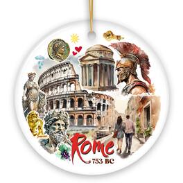 OrnamentallyYou - Artistic Rome Landmark Collage Ornament Italy Christmas Gift with Roman Colosseum and Statues - Multi-colored