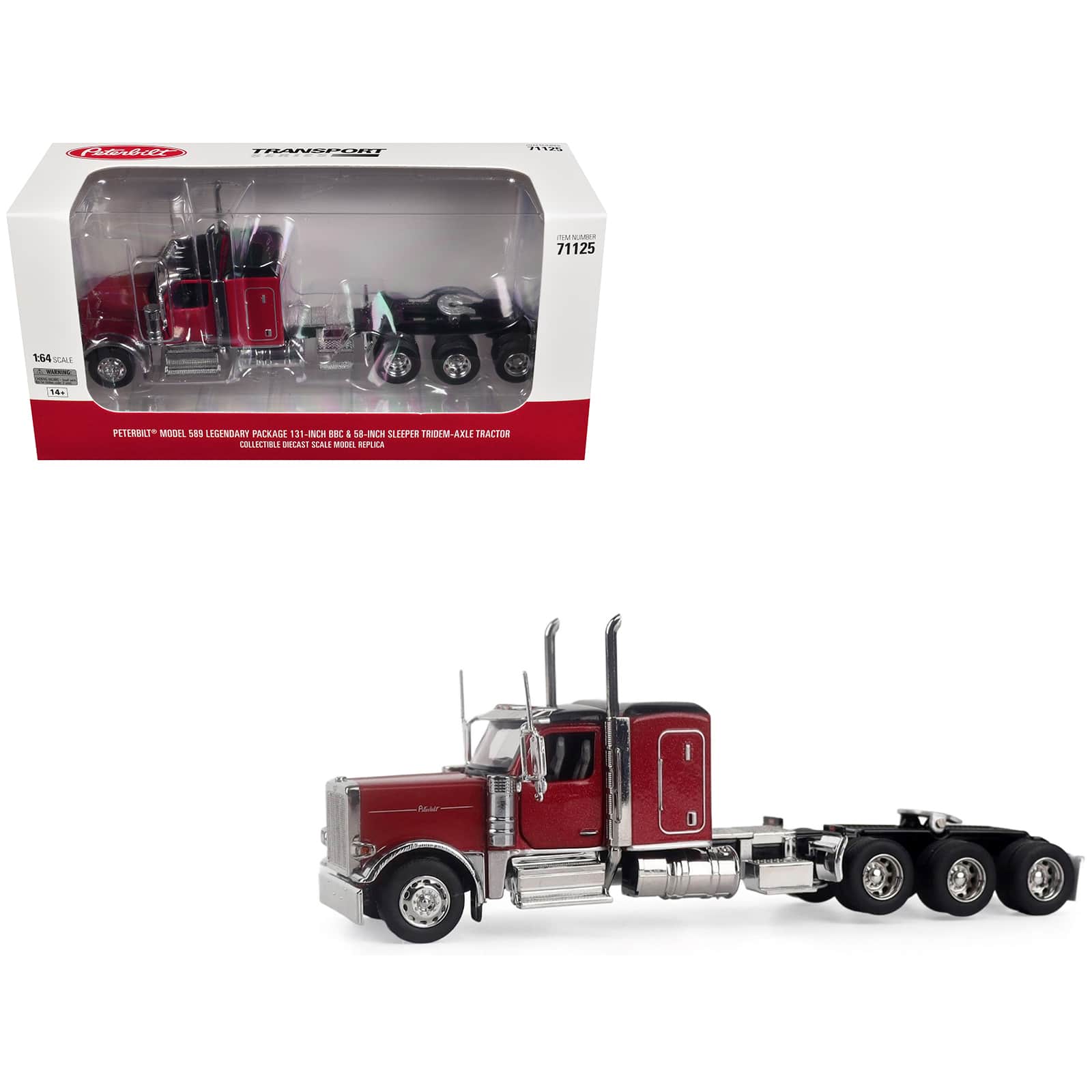 "Peterbilt 589 Tridem-Axle Legendary Package Tractor with 58"" Sleeper Legendary Red 1/64 Diecast Model by Diecast Masters" price history on PriceWatchPro