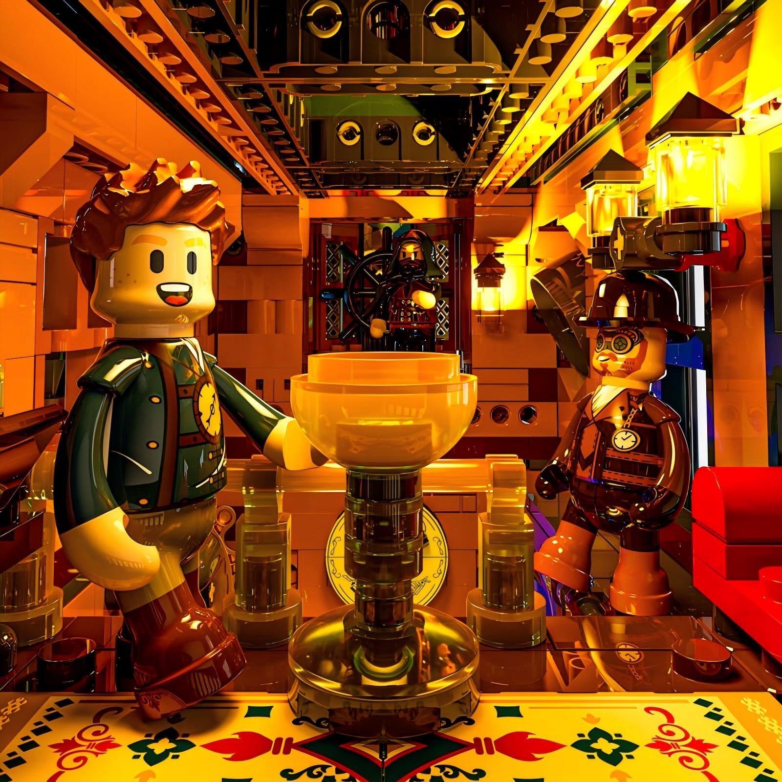 Alt View 6. Lumibricks - Steampunk Moving Castle Lighting Building-Bricks Set, 2690 Pieces, Gear Mechanisms, Collectible Display Model, Ages 16+.