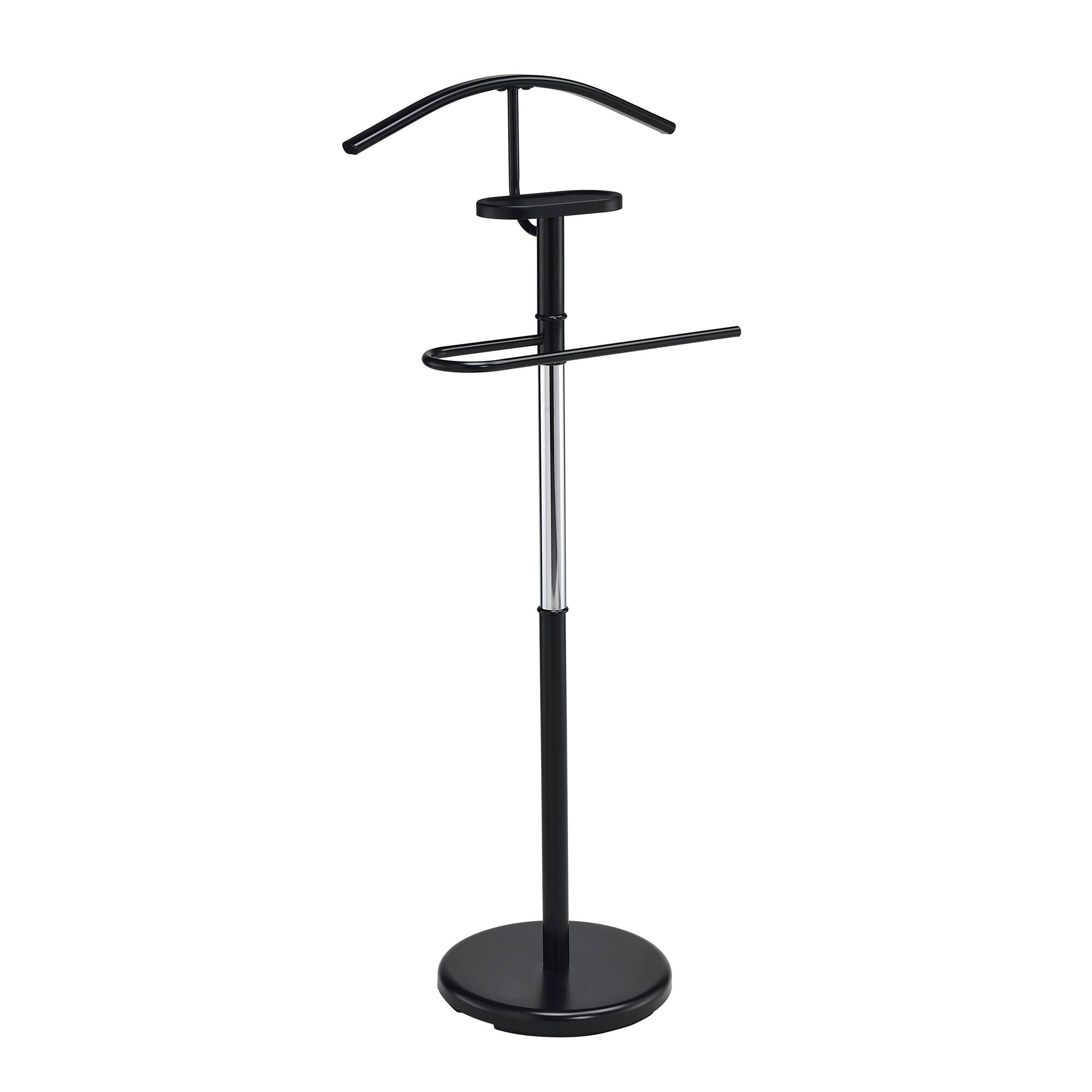 Angle. Kings Brand Furniture - Kings Brand Furniture Modern Freestanding Valet Stand, Metal Suit Rack with Jacket Hanger, Trouser Bar and Tie Holder - Black/Chrome.