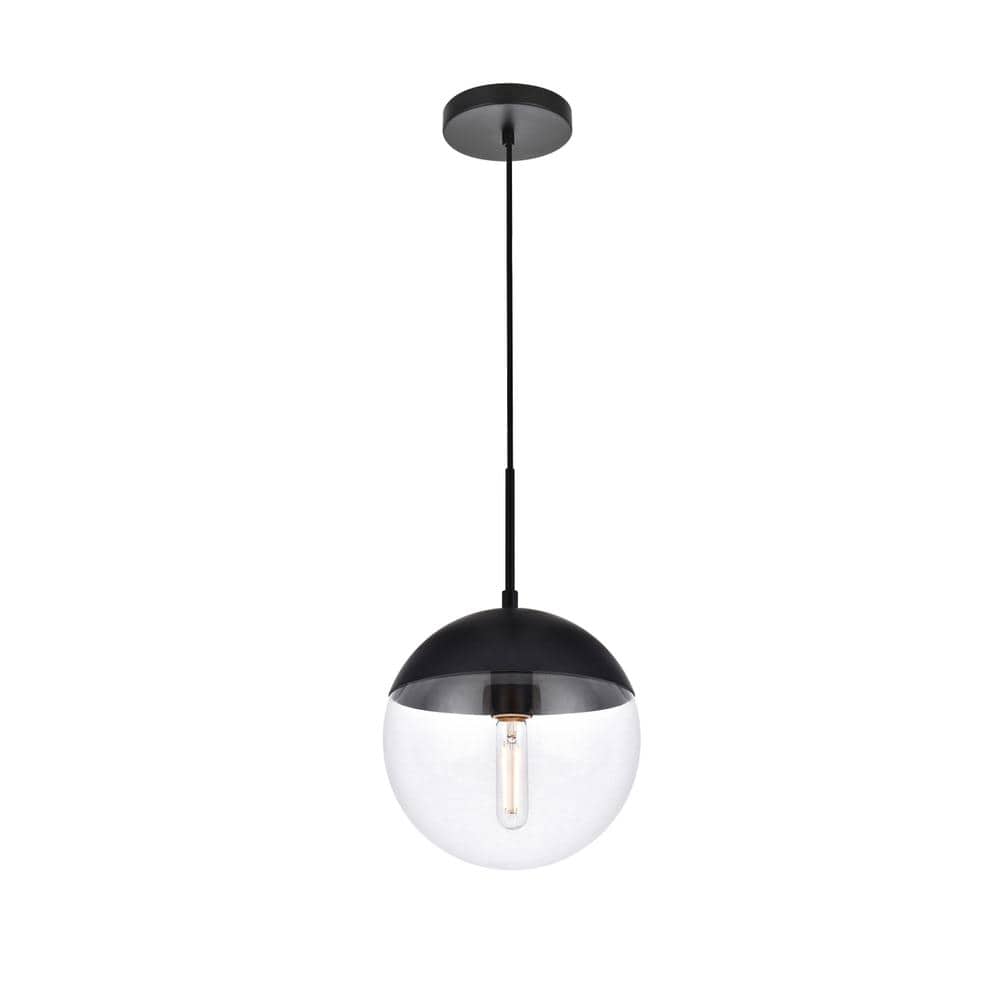 Living District - Eclipse 1 Light Black Pendant With Clear Glass - Black And Clear