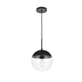 Living District - Eclipse 1 Light Black Pendant With Clear Glass - Black And Clear